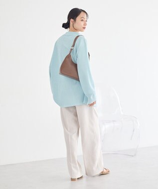 earth music&ecology テーラーカラーニットカーディガン Blue