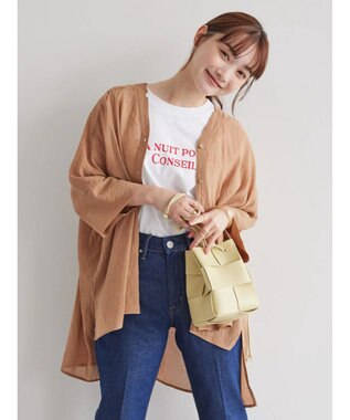 AMERICAN HOLIC バックギャザーＶネックシアーシャツ Camel