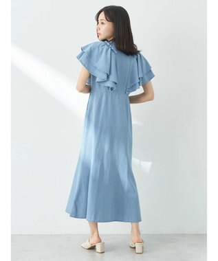 earth music&ecology ラッフル前開きデニムワンピース Light Indigo