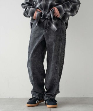 WEGO 【KIDS/150cm/160cm/ウエストゴム】イージー3Dバレルレッグデニムパンツ（JUNIOR） デニムブラックソノタ