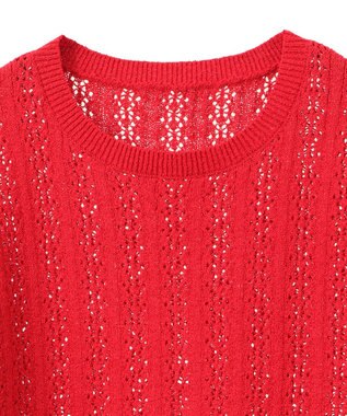 earth music&ecology 透かしニットプルオーバー Red