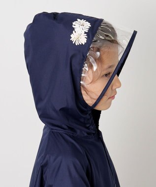 MOONBAT 【ジュニアリュック対応】ポールアンドジョー ポーチ付きキッズレインコート ネイビーブルー