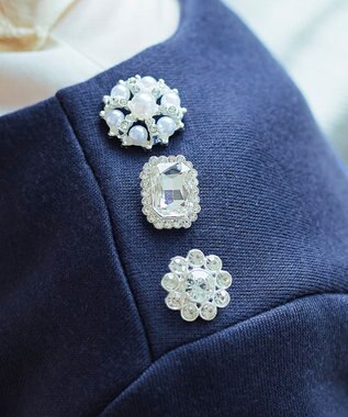 Tiaclasse L 【洗える】裏起毛ドッキングワンピース ネイビー