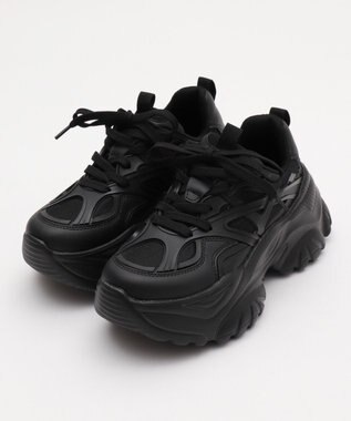 WEGO 【SMLサイズ展開】ラバーコンビ厚底スニーカー ブラック