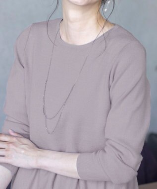 Tiaclasse L 【洗える】大人華やぐ2段ティアードニットチュニック ラベンダーグレー