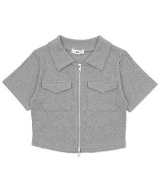 WEGO ポケットデザインWZIPトップス 杢グレー