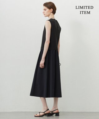 ICB 【WEB限定・洗える】 RENUコンビ ノースリーブワンピース ブラック×ブラック系