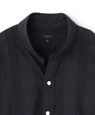 JOSEPH HOMME ドビーチェックストレッチ　ウイングカラーシャツ ネイビー系
