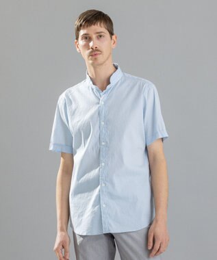 JOSEPH HOMME リネンストレッチブロード 　ウィングカラー半袖シャツ スカイブルー系