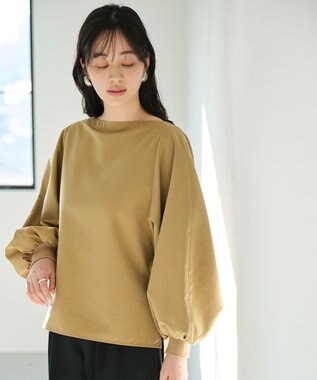 #Newans 【撥水】ボートネックリラクシーシャツ キャメル