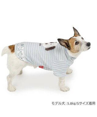 PET PARADISE スヌーピー サーモキープ お顔コミックTシャツ  小型犬 ライトインディゴブルー