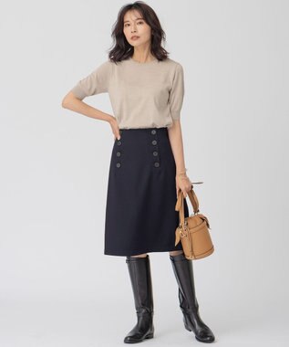 23区 【アンサンブル対応】サステナブルウール 半袖 ニット ライトベージュ