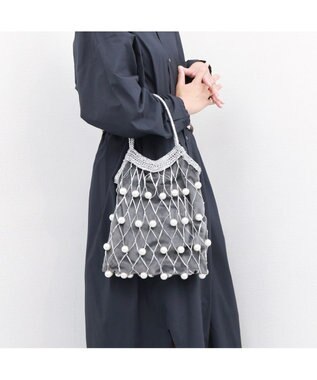 UNBILLION カカトゥ kakatoo / パール風ビーズ編み込メッシュバッグ シルバー
