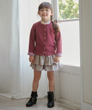 ANY KIDS スナップボタンカーディガン ボルドー