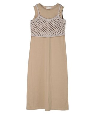 Green Parks ニットビスチェ付きカットソーワンピース Beige