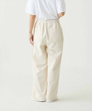 caqu color linen easy wide カラーコットンリネンウエストゴムワイドストレート ecru