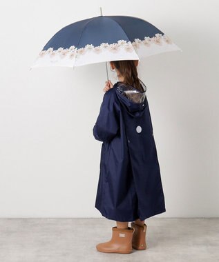 MOONBAT 【ジュニアリュック対応】ポールアンドジョー ポーチ付きキッズレインコート ネイビーブルー