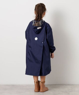 MOONBAT 【ジュニアリュック対応】ポールアンドジョー ポーチ付きキッズレインコート ネイビーブルー