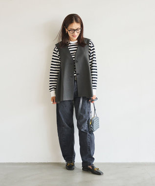 #Newans 【セレモニーにも】〈亀恭子さんコラボ〉サイドギャザージレ グレー