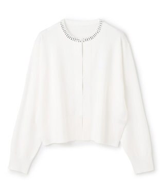 UNFILO ネックビジュー カーディガン オフ