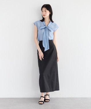 YECCA VECCA シアーボウタイブラウス Light Blue
