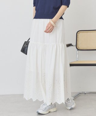 AMERICAN HOLIC アイレット刺繍ティアードスカート Off White