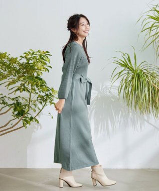 Tiaclasse 【洗える】パフ袖ニットワンピース ミント