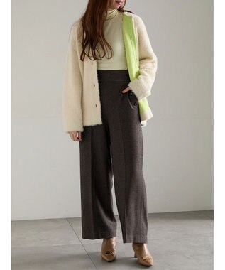 Te chichi ダブルフェイスフェザーカーディガン オフホワイト