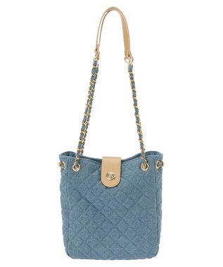 earth music&ecology デニムキルティングチェーンバッグ Light Blue