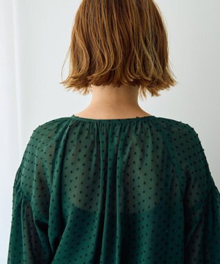 YECCA VECCA シアードットジャガードブラウス Green