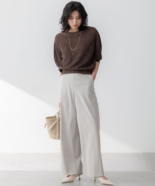 23区 【Oggi5月号掲載/洗える】リネンレーヨンストレッチ ワイド パンツ ベージュ系