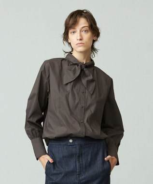 J.PRESS YORK STREET 【WOMEN】コットンボータイ ブラウス グレー系