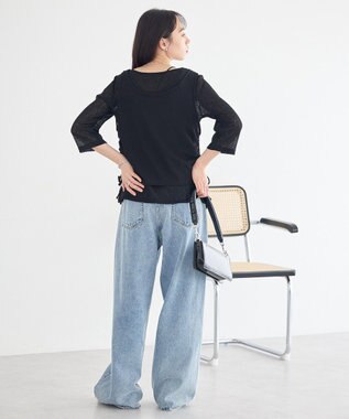 earth music&ecology ウエストアシメデニムパンツ Light Indigo