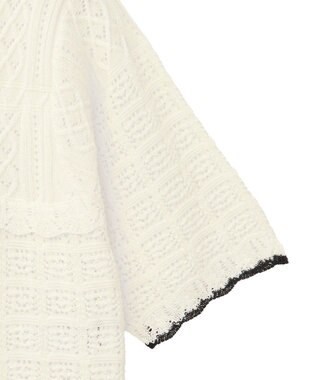 earth music&ecology ミニスカラップ透かし編みニットカーディガン Ivory