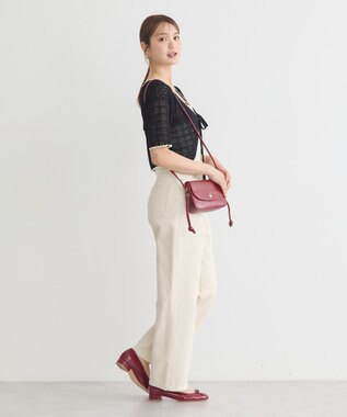 earth music&ecology ミニスカラップ透かし編みニットカーディガン Black