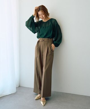 YECCA VECCA シアードットジャガードブラウス Green
