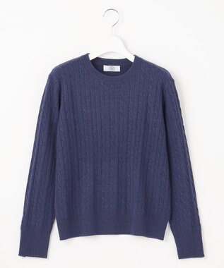 J.PRESS LADIES 【洗える】WOOL BLEND AIR ケーブル ニット ダルブルー系