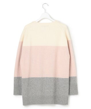 23区 【洗える】ウールナイロン カラーブロック ニット ヌードピンク系