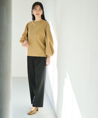 #Newans 【撥水】ボートネックリラクシーシャツ キャメル