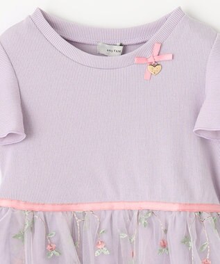 ANY KIDS 刺繍チュールガーリー ワンピース ラベンダー