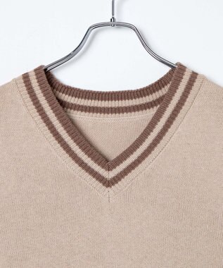 WEGO 【SCHOOLITEM】ラインスクールニットベスト オフホワイト