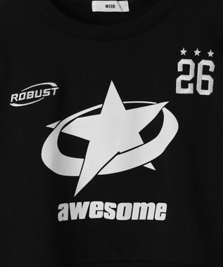 WEGO スターナンバリングショートスウェット ブラック