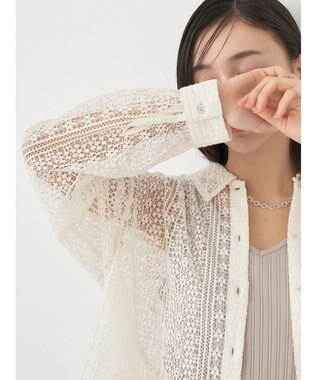 earth music&ecology レースショートシャツ Off White