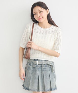 earth music&ecology 透かしニットプルオーバー Ivory