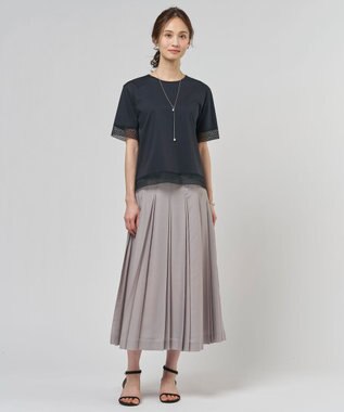 J.PRESS LADIES S エアリースパンボイル プリーツ スカート グレージュ系