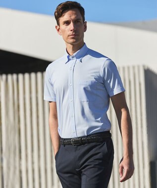 GOTAIRIKU 26年新作【吸汗速乾/接触冷感】ノードシールド BIZシャツ_スナップダウン サックスブルー系