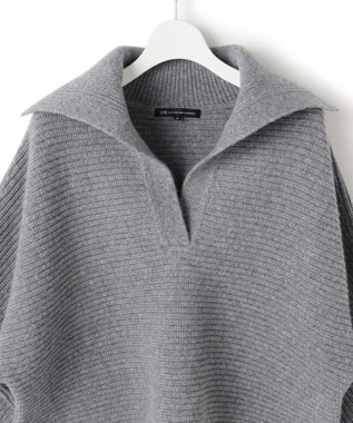 23区 S 【洗える】ウールカシミヤチャンキー クロップド スキッパーニット ライトグレー系