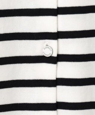 J.PRESS LADIES 【洗える】BASIC HT-COTTON クルーネック ボーダー カーディガン ブラック系1