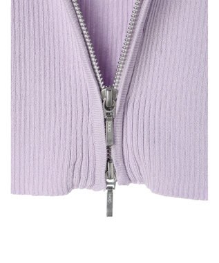 earth music&ecology 衿付きダブルＺＩＰカーディガン Lavender