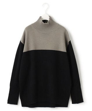ICB 【新色追加・WEB限定カラーあり】 ソフトカシミヤミックス ハイネックニット ブラック×アッシュカーキ系